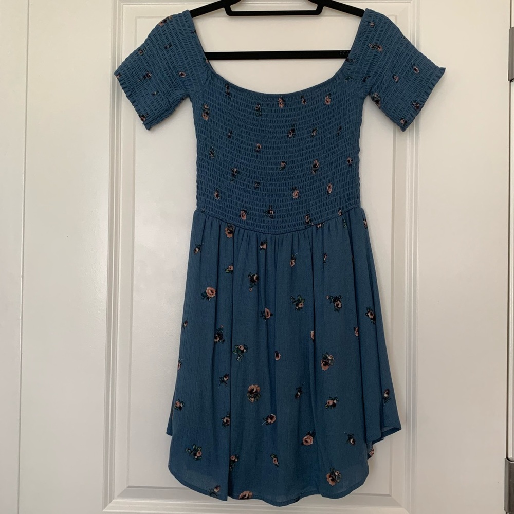 Blue Off Shoulder Mini Dress